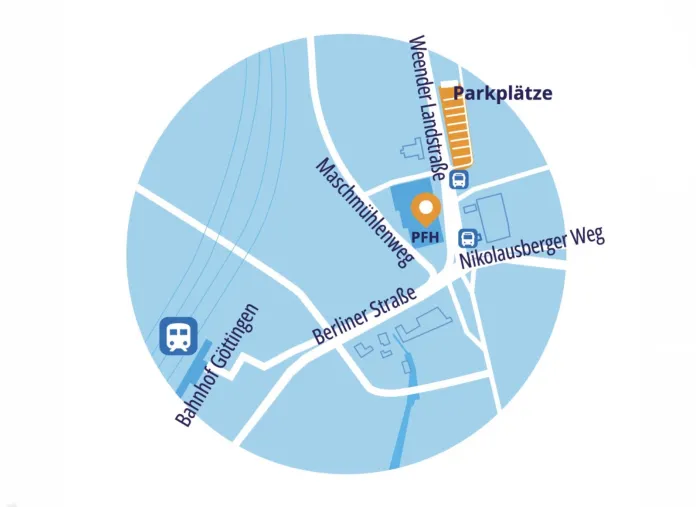 Übersichtskarte zur Anfahrt zum PFH Campus quer